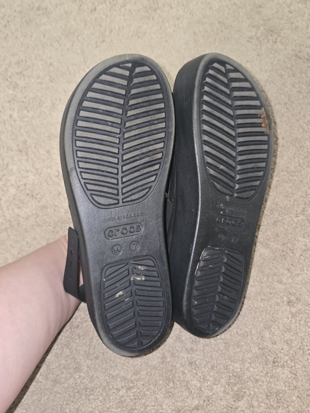 CROCS Black Platform Two-Strap Sandals - Picture 3 of 3